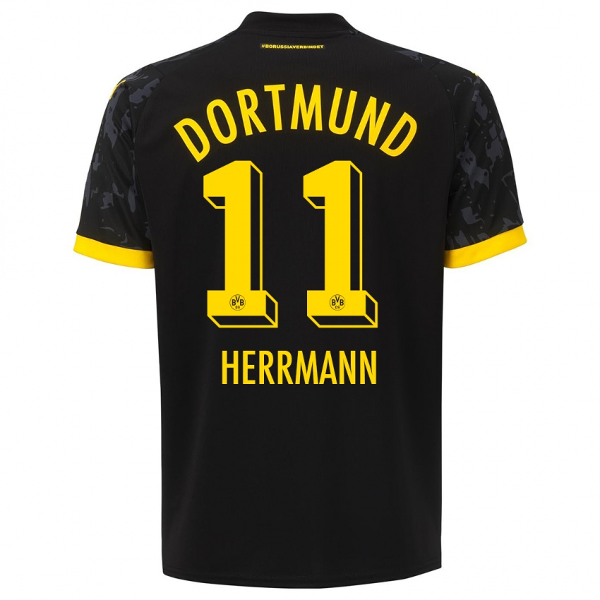 Herren Charles Herrmann #11 Schwarz Auswärtstrikot Trikot 2023/24 T-Shirt