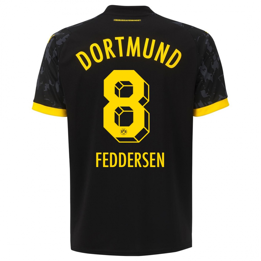 Herren Jonas Feddersen #8 Schwarz Auswärtstrikot Trikot 2023/24 T-Shirt