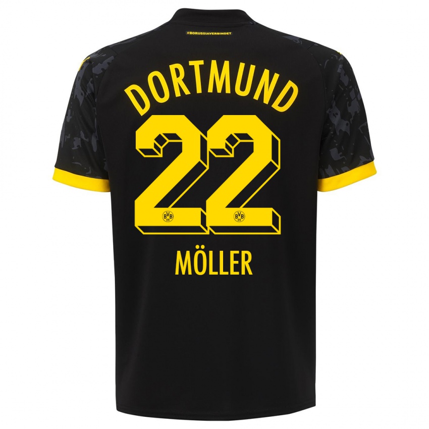 Herren Paul Möller #22 Schwarz Auswärtstrikot Trikot 2023/24 T-Shirt