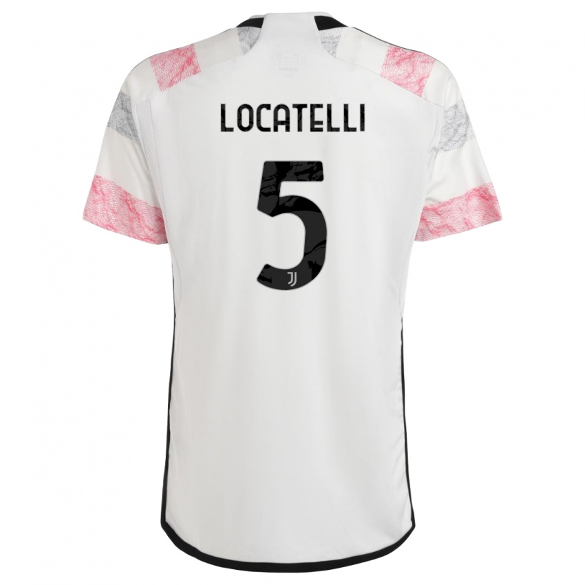 Herren Manuel Locatelli #5 Weiß Rosa Auswärtstrikot Trikot 2023/24 T-Shirt