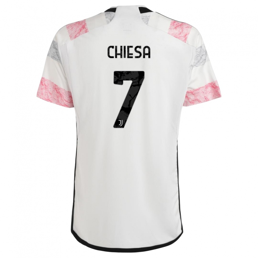 Herren Federico Chiesa #7 Weiß Rosa Auswärtstrikot Trikot 2023/24 T-Shirt