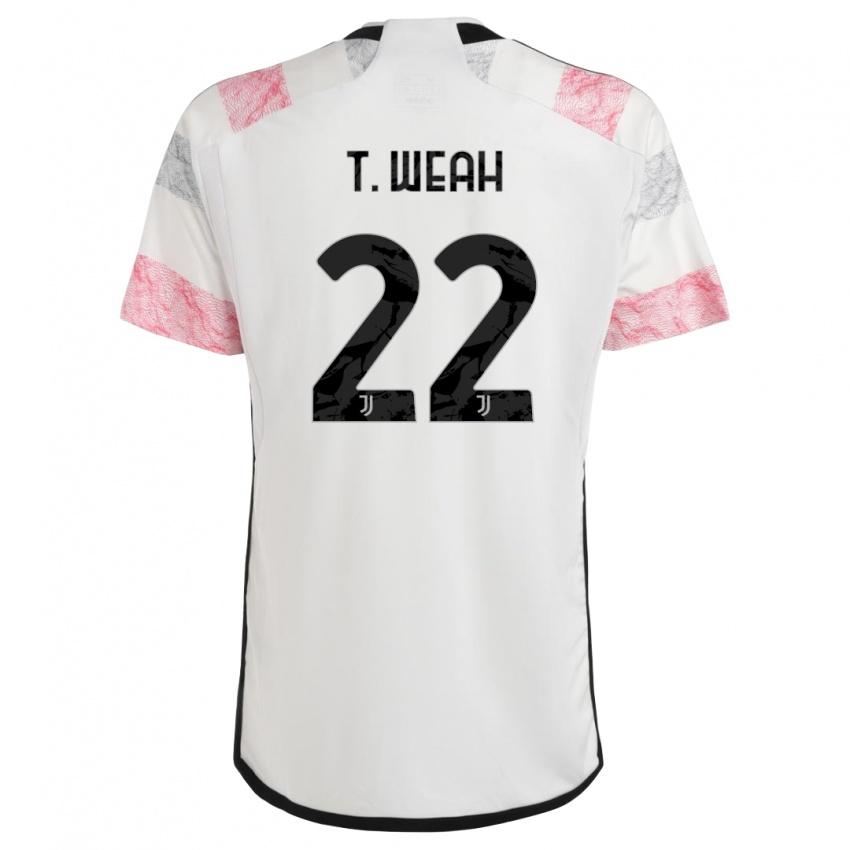 Herren Timothy Weah #22 Weiß Rosa Auswärtstrikot Trikot 2023/24 T-Shirt