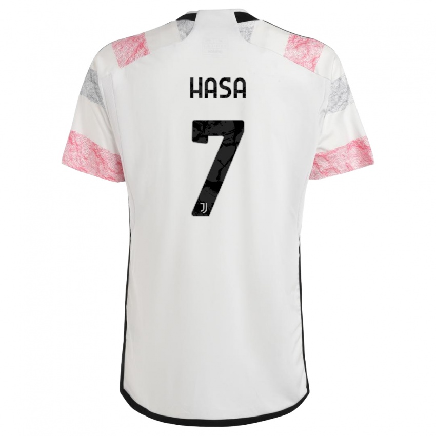 Herren Luis Hasa #7 Weiß Rosa Auswärtstrikot Trikot 2023/24 T-Shirt