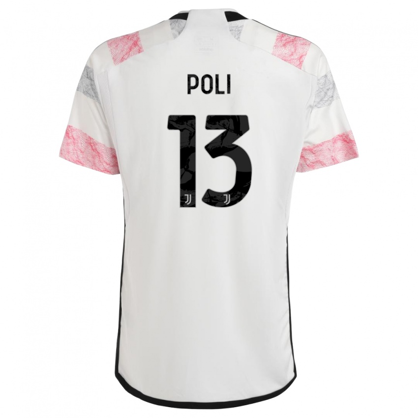 Herren Fabrizio Poli #13 Weiß Rosa Auswärtstrikot Trikot 2023/24 T-Shirt