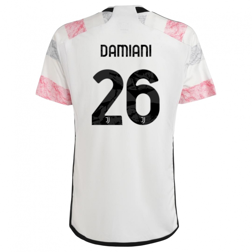 Herren Samuele Damiani #26 Weiß Rosa Auswärtstrikot Trikot 2023/24 T-Shirt