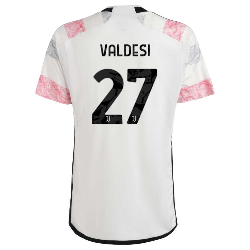 Herren Andrea Valdesi #27 Weiß Rosa Auswärtstrikot Trikot 2023/24 T-Shirt