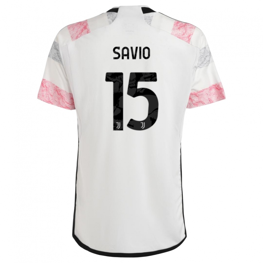 Herren Federico Savio #15 Weiß Rosa Auswärtstrikot Trikot 2023/24 T-Shirt