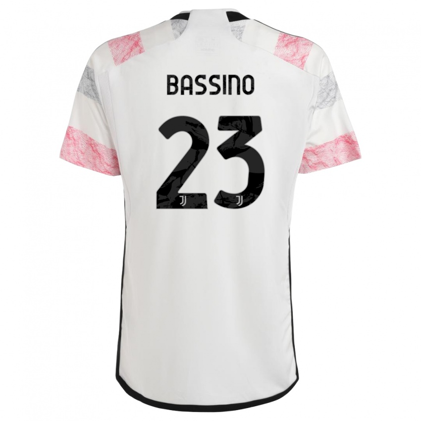 Herren Alessandro Bassino #23 Weiß Rosa Auswärtstrikot Trikot 2023/24 T-Shirt