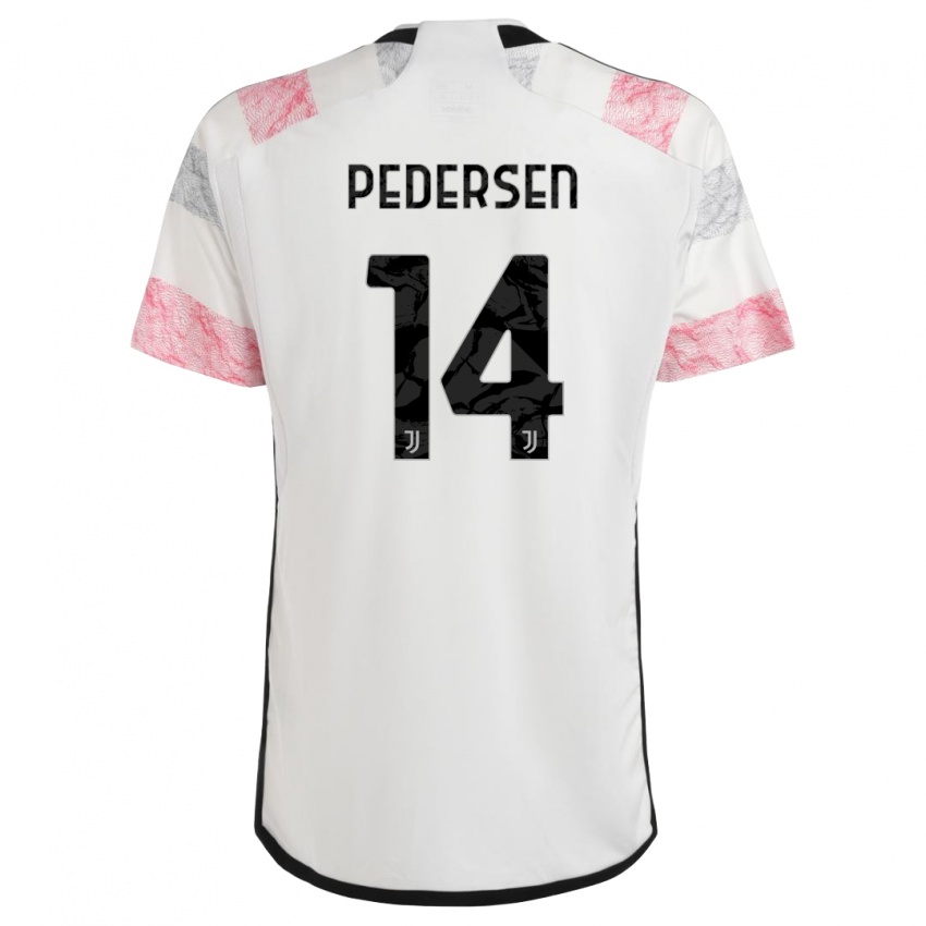 Herren Sofie Junge Pedersen #14 Weiß Rosa Auswärtstrikot Trikot 2023/24 T-Shirt