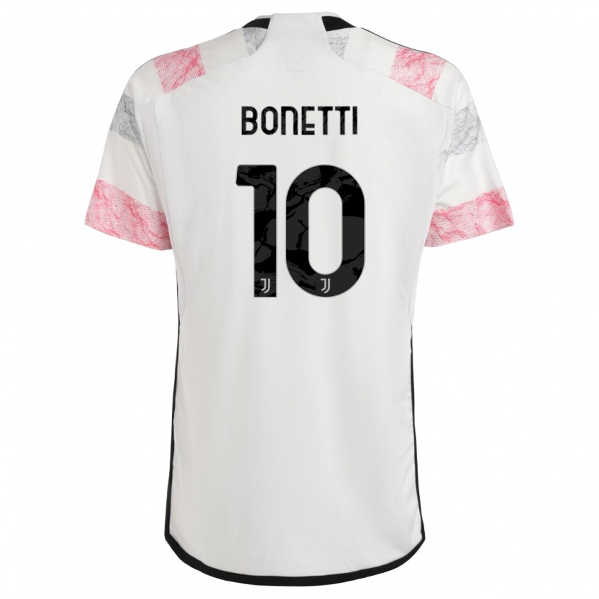 Herren Andrea Bonetti #10 Weiß Rosa Auswärtstrikot Trikot 2023/24 T-Shirt