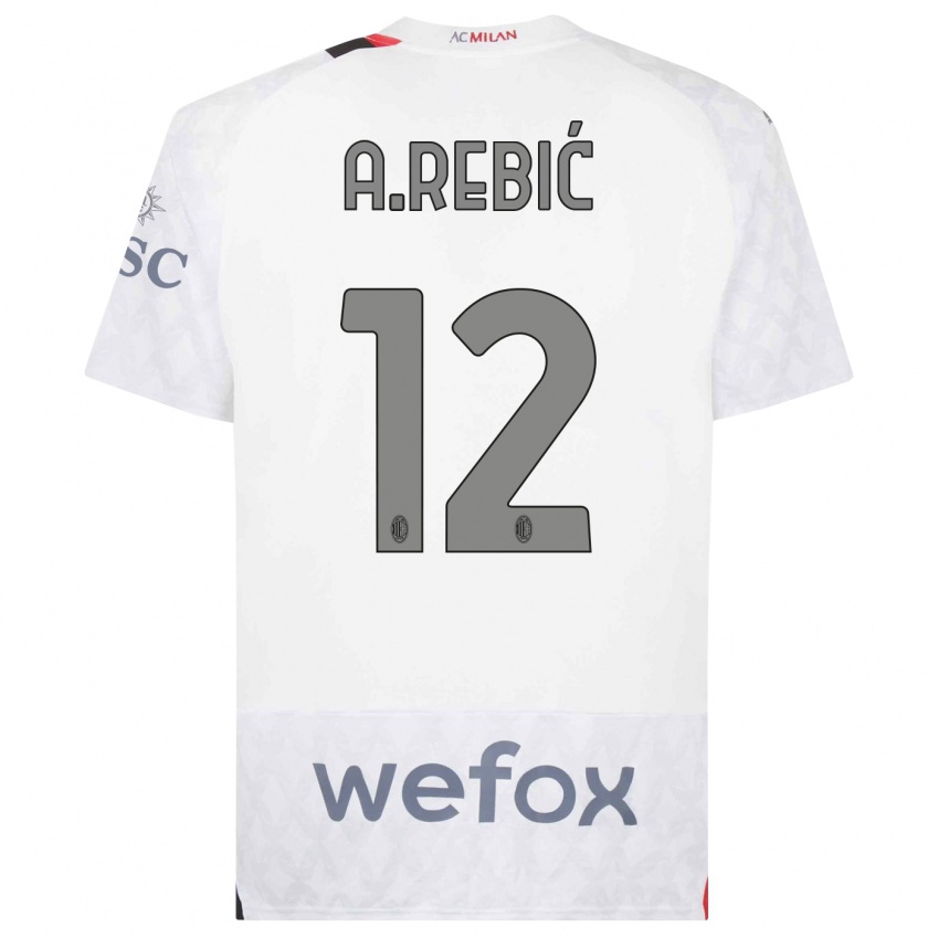 Herren Ante Rebic #12 Weiß Auswärtstrikot Trikot 2023/24 T-Shirt
