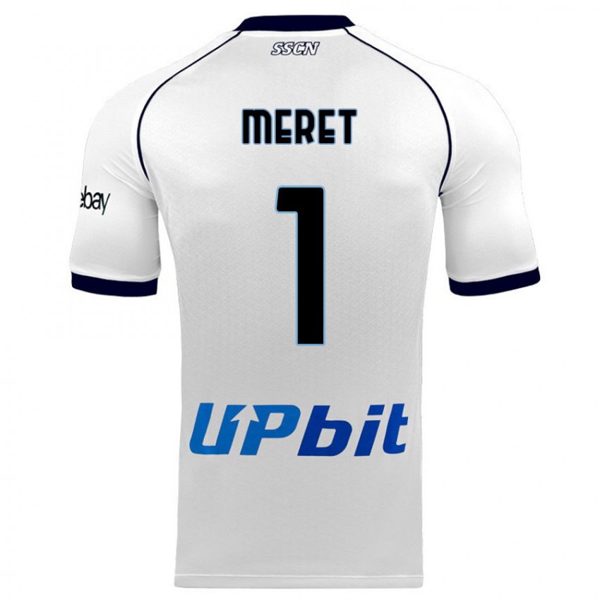 Herren Alex Meret #1 Weiß Auswärtstrikot Trikot 2023/24 T-Shirt