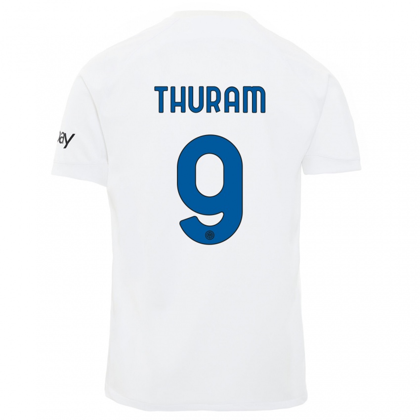 Herren Marcus Thuram #9 Weiß Auswärtstrikot Trikot 2023/24 T-Shirt