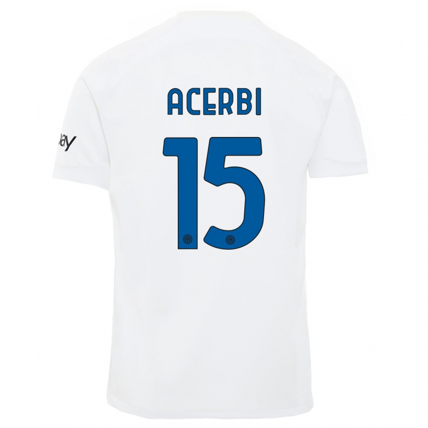 Herren Francesco Acerbi #15 Weiß Auswärtstrikot Trikot 2023/24 T-Shirt