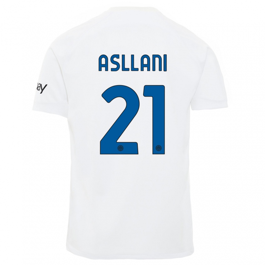 Herren Kristjan Asllani #21 Weiß Auswärtstrikot Trikot 2023/24 T-Shirt