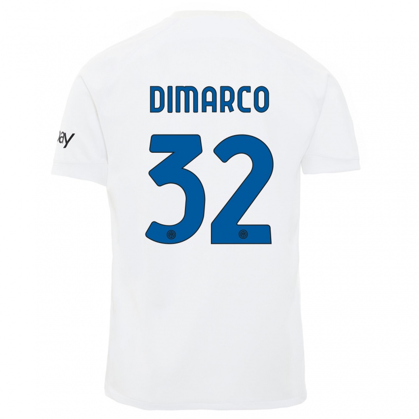 Herren Federico Dimarco #32 Weiß Auswärtstrikot Trikot 2023/24 T-Shirt