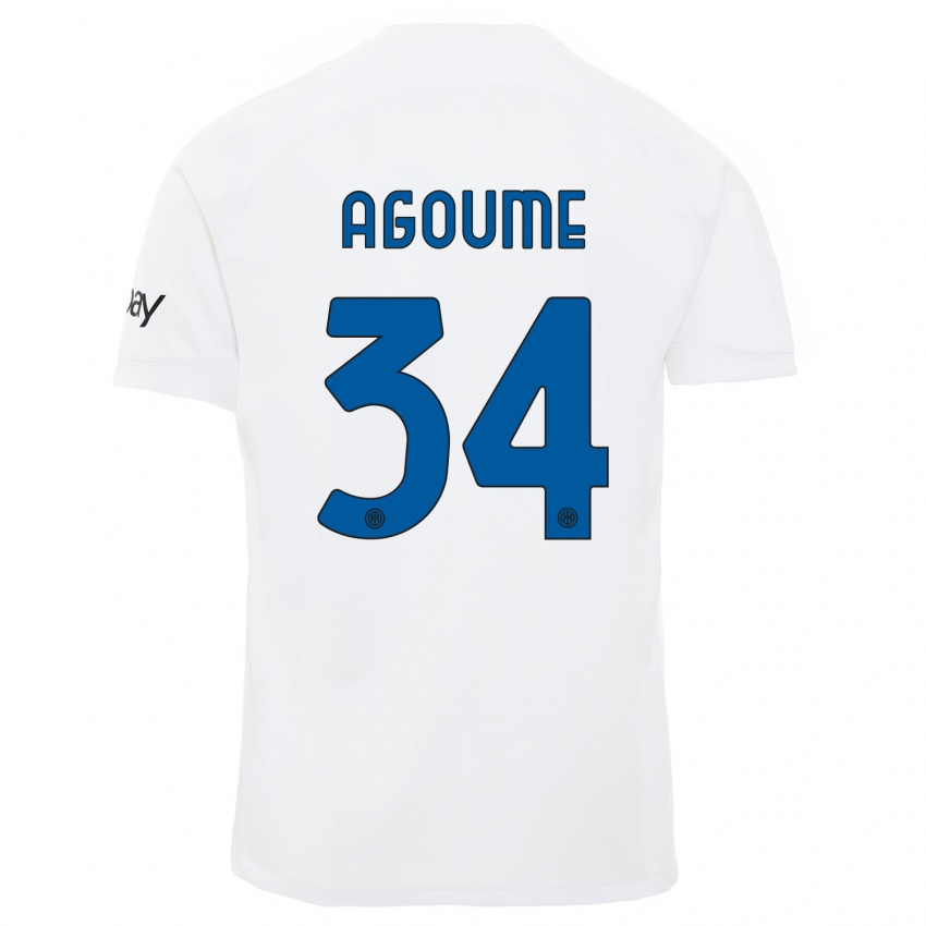 Herren Lucien Agoume #34 Weiß Auswärtstrikot Trikot 2023/24 T-Shirt
