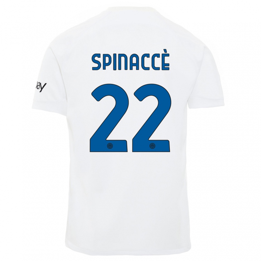 Herren Matteo Spinaccè #22 Weiß Auswärtstrikot Trikot 2023/24 T-Shirt