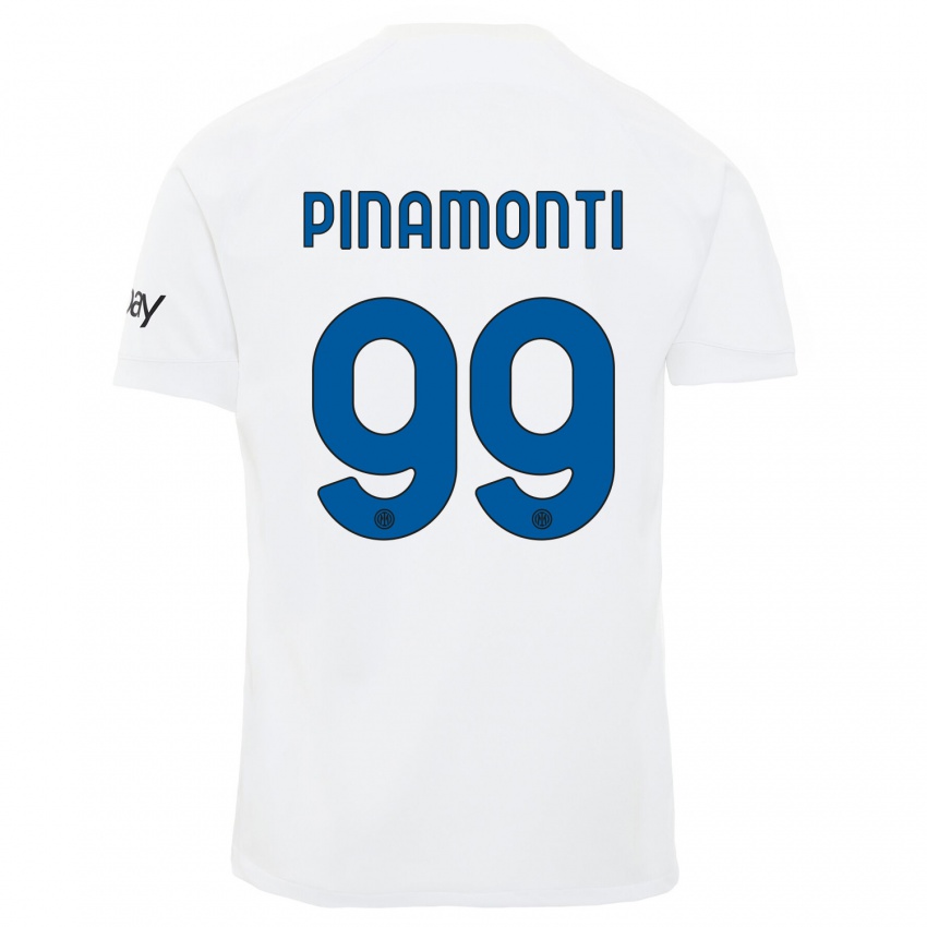 Herren Andrea Pinamonti #99 Weiß Auswärtstrikot Trikot 2023/24 T-Shirt