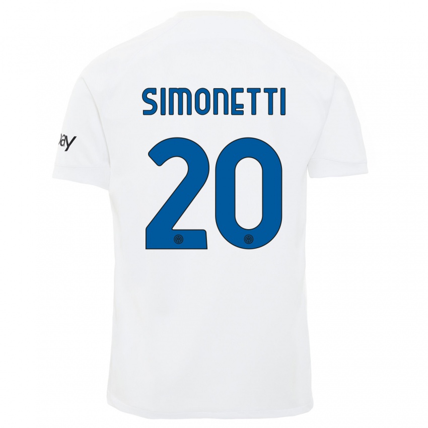 Herren Flaminia Simonetti #20 Weiß Auswärtstrikot Trikot 2023/24 T-Shirt