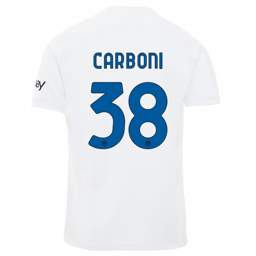 Herren Valentin Carboni #38 Weiß Auswärtstrikot Trikot 2023/24 T-Shirt