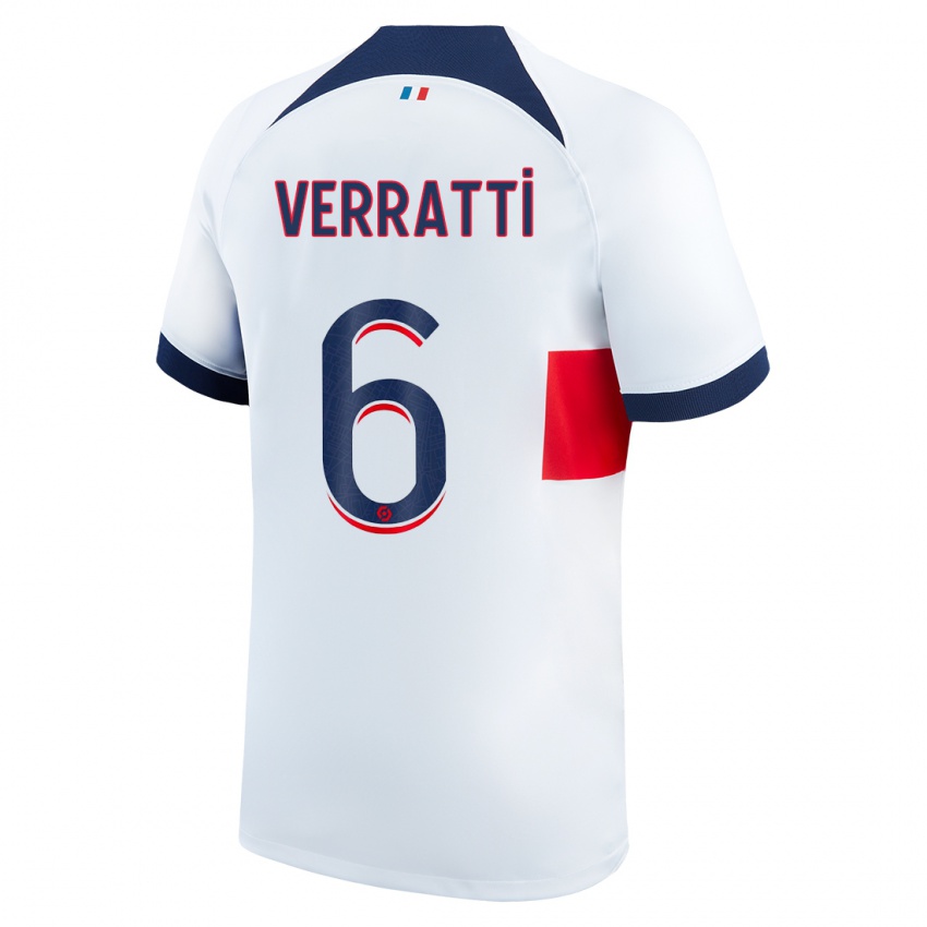Herren Marco Verratti #6 Weiß Auswärtstrikot Trikot 2023/24 T-Shirt