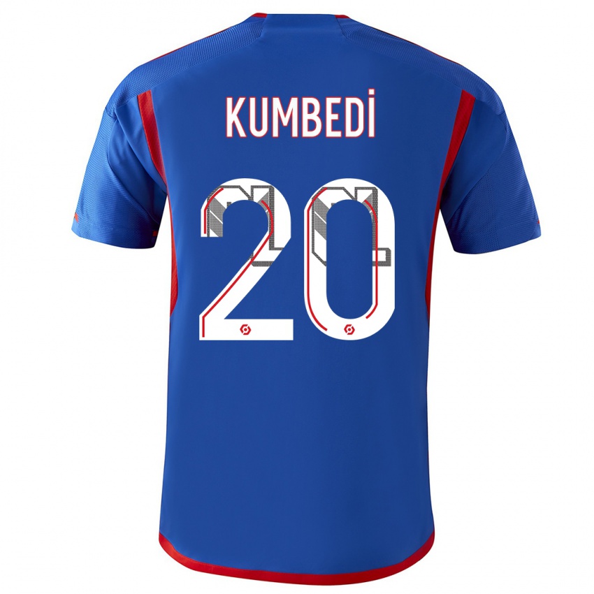 Herren Saël Kumbedi #20 Blau Rot Auswärtstrikot Trikot 2023/24 T-Shirt