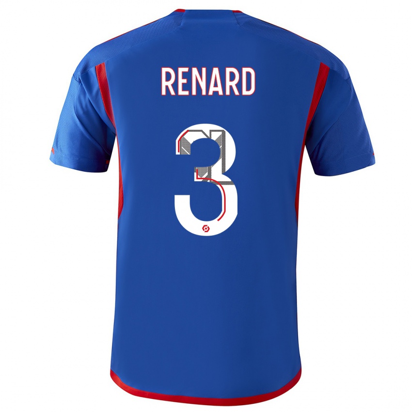 Herren Wendie Renard #3 Blau Rot Auswärtstrikot Trikot 2023/24 T-Shirt