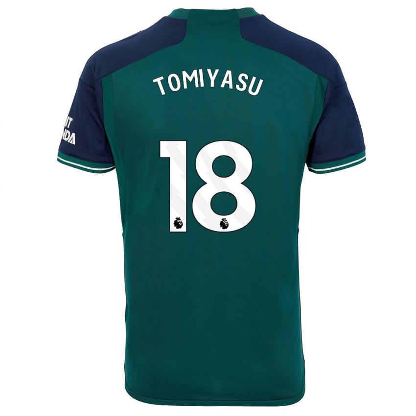 Herren Takehiro Tomiyasu #18 Grün Ausweichtrikot Trikot 2023/24 T-Shirt