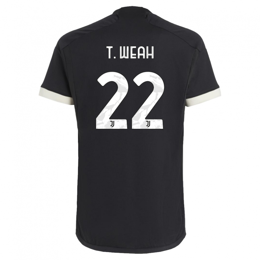 Herren Timothy Weah #22 Schwarz Ausweichtrikot Trikot 2023/24 T-Shirt
