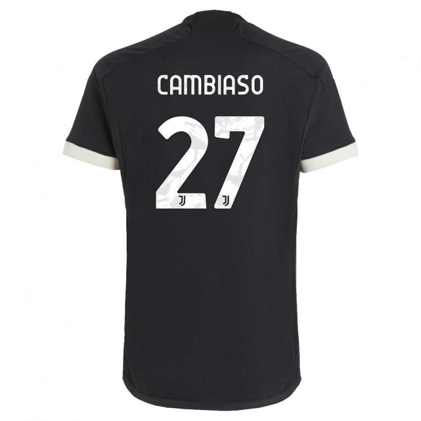 Herren Andrea Cambiaso #27 Schwarz Ausweichtrikot Trikot 2023/24 T-Shirt
