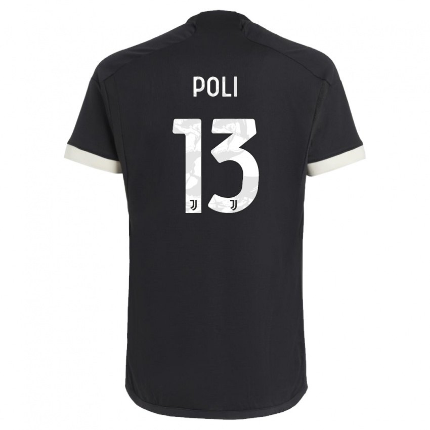 Herren Fabrizio Poli #13 Schwarz Ausweichtrikot Trikot 2023/24 T-Shirt
