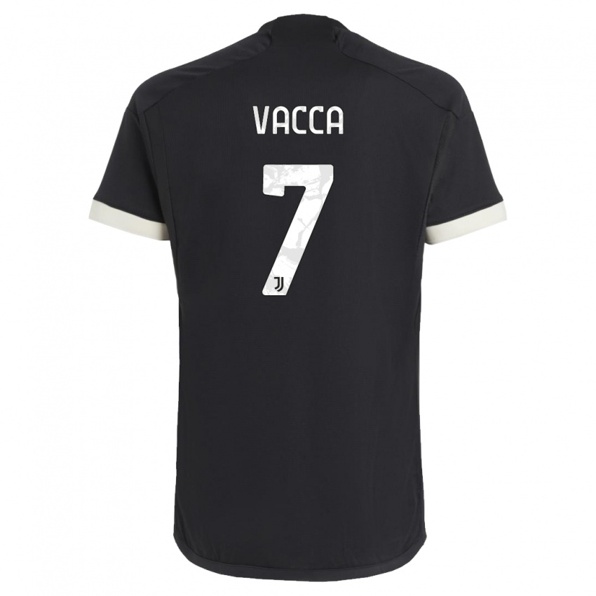 Herren Alessio Vacca #7 Schwarz Ausweichtrikot Trikot 2023/24 T-Shirt