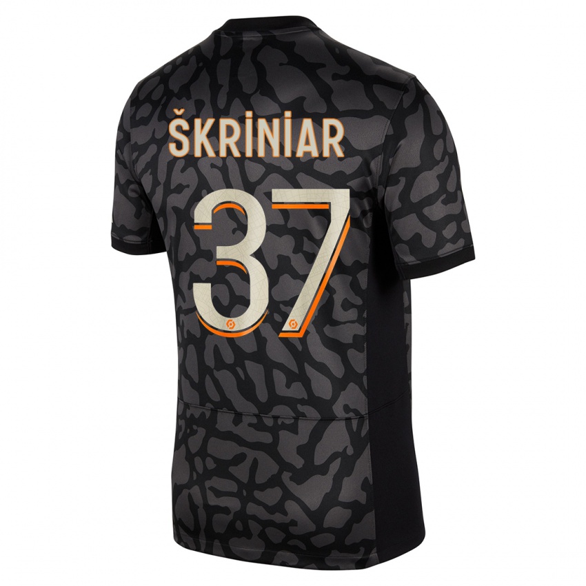 Herren Milan Skriniar #37 Schwarz Ausweichtrikot Trikot 2023/24 T-Shirt