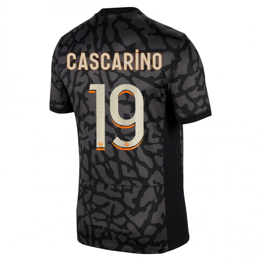 Herren Estelle Cascarino #19 Schwarz Ausweichtrikot Trikot 2023/24 T-Shirt