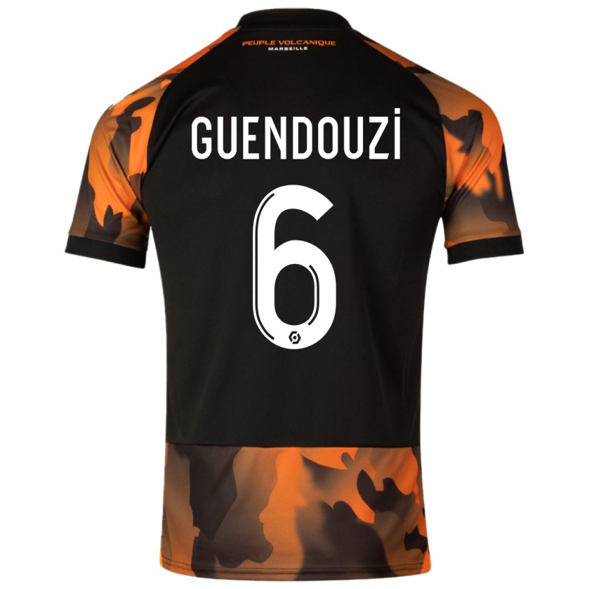 Herren Matteo Guendouzi #6 Schwarzorange Ausweichtrikot Trikot 2023/24 T-Shirt