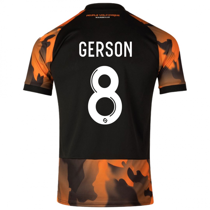 Herren Gerson #8 Schwarzorange Ausweichtrikot Trikot 2023/24 T-Shirt