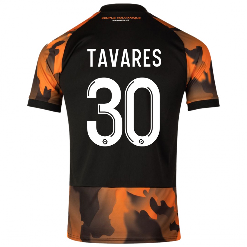 Herren Nuno Tavares #30 Schwarzorange Ausweichtrikot Trikot 2023/24 T-Shirt