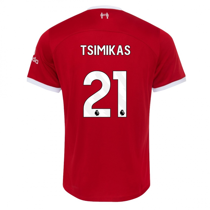 Damen Konstantinos Tsimikas #21 Rot Heimtrikot Trikot 2023/24 T-Shirt