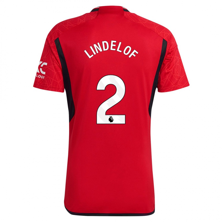 Damen Victor Lindelof #2 Rot Heimtrikot Trikot 2023/24 T-Shirt