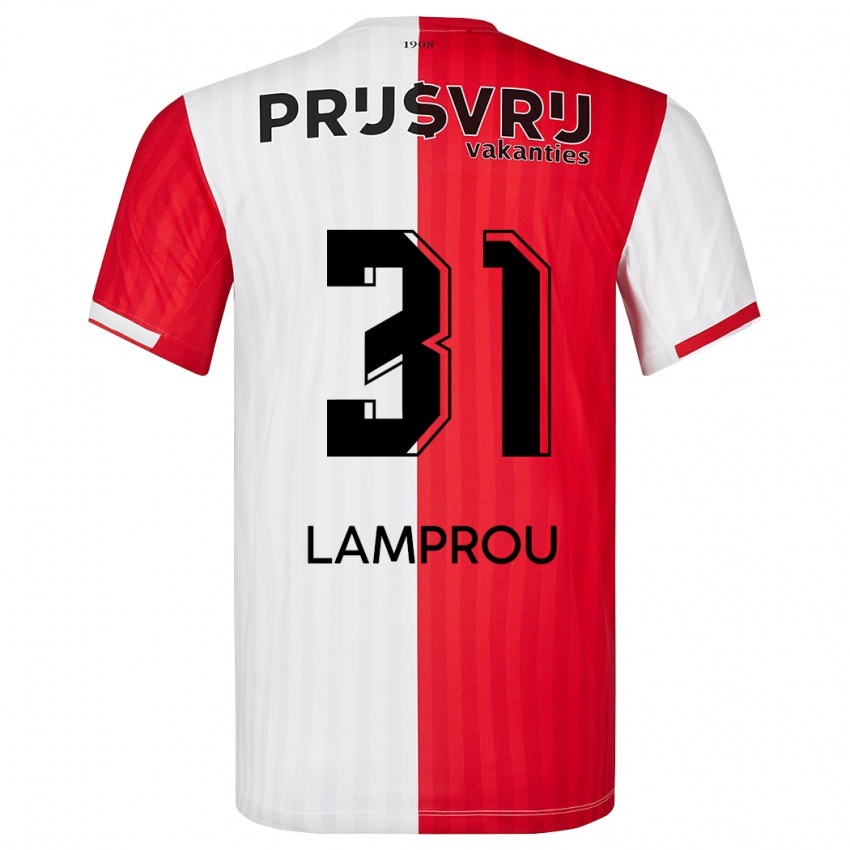 Damen Kostas Lamprou #31 Rot-Weiss Heimtrikot Trikot 2023/24 T-Shirt