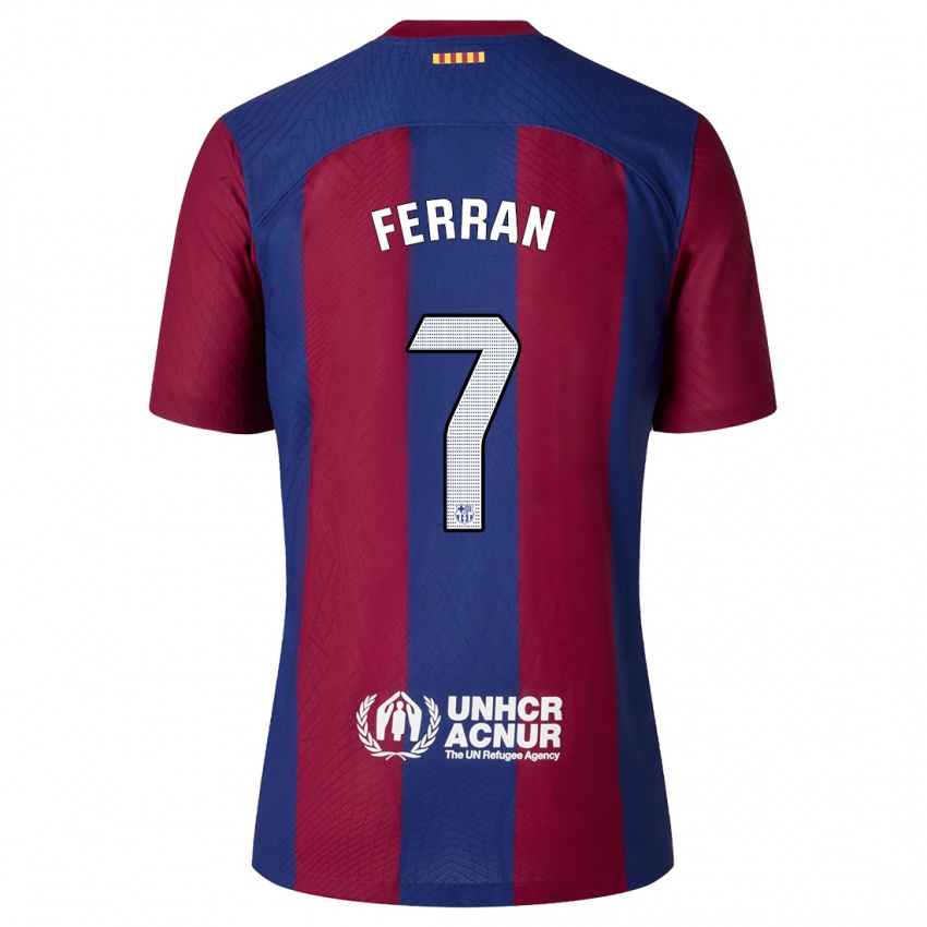 Damen Ferran Torres #7 Rot Blau Heimtrikot Trikot 2023/24 T-Shirt
