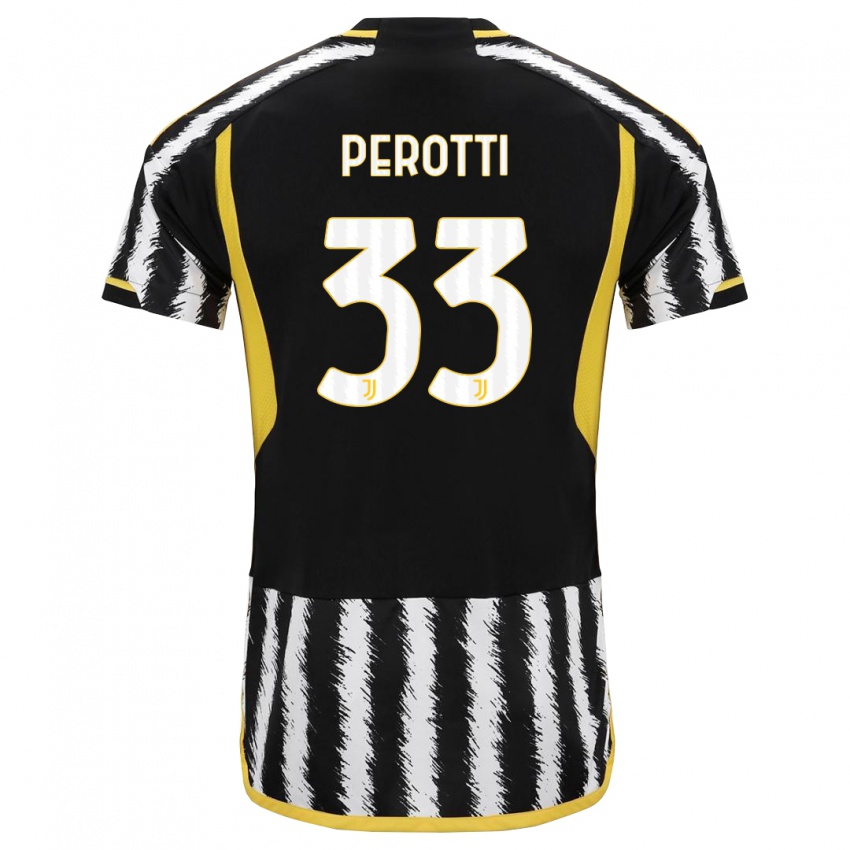 Damen Clemente Perotti #33 Schwarz-Weiss Heimtrikot Trikot 2023/24 T-Shirt