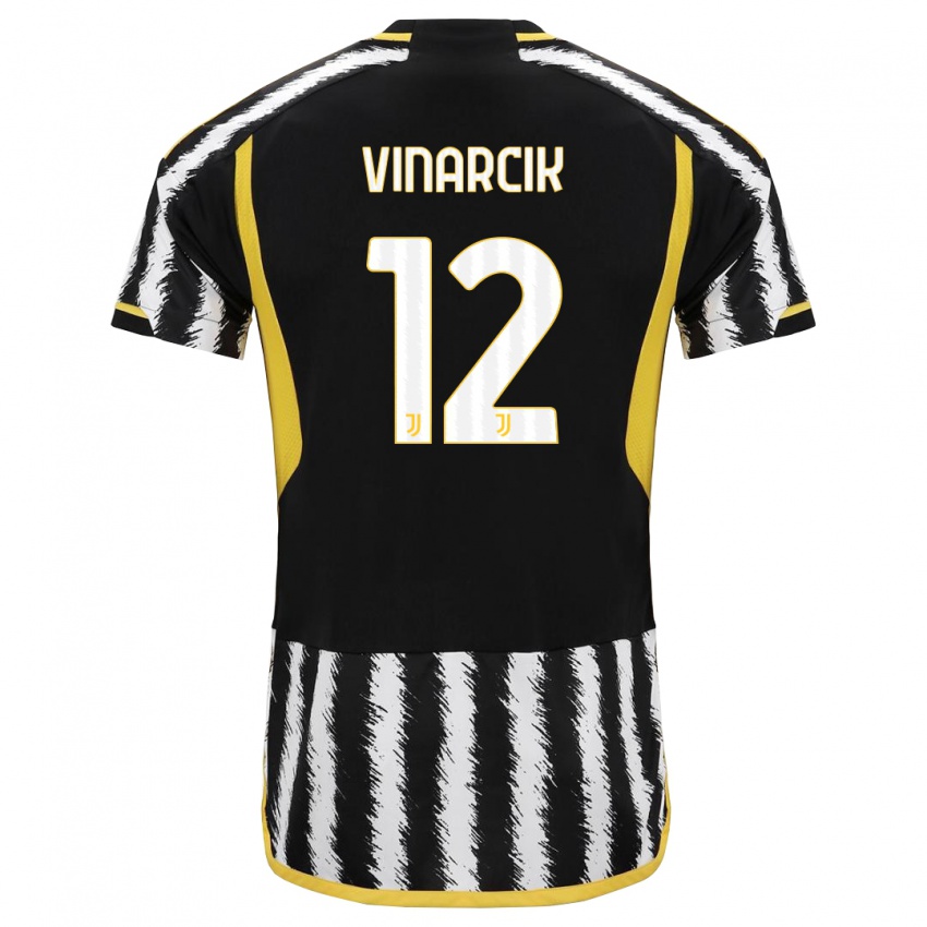 Damen Jakub Vinarcik #12 Schwarz-Weiss Heimtrikot Trikot 2023/24 T-Shirt