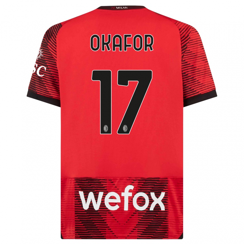 Damen Noah Okafor #17 Rot Schwarz Heimtrikot Trikot 2023/24 T-Shirt