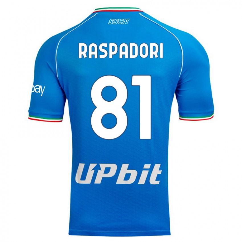 Damen Giacomo Raspadori #81 Himmelblau Heimtrikot Trikot 2023/24 T-Shirt