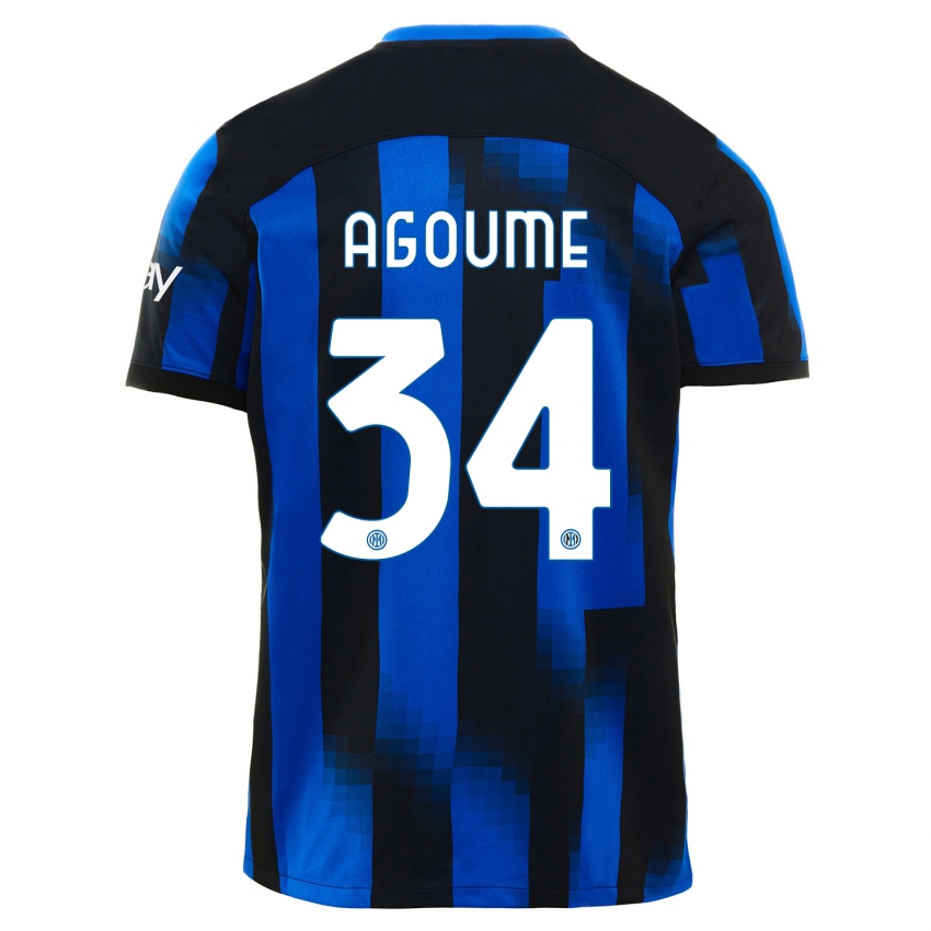 Damen Lucien Agoume #34 Schwarz Blau Heimtrikot Trikot 2023/24 T-Shirt