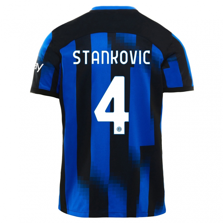 Damen Aleksandar Stankovic #4 Schwarz Blau Heimtrikot Trikot 2023/24 T-Shirt