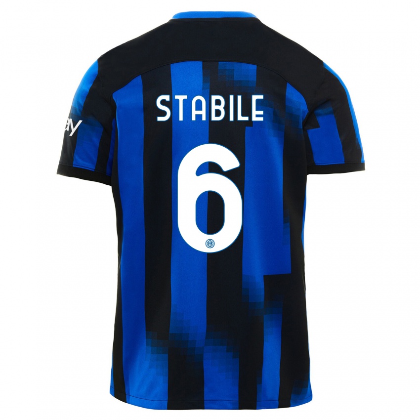 Damen Giacomo Stabile #6 Schwarz Blau Heimtrikot Trikot 2023/24 T-Shirt
