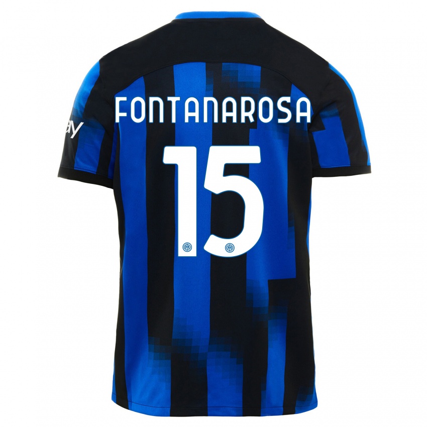 Damen Alessandro Fontanarosa #15 Schwarz Blau Heimtrikot Trikot 2023/24 T-Shirt